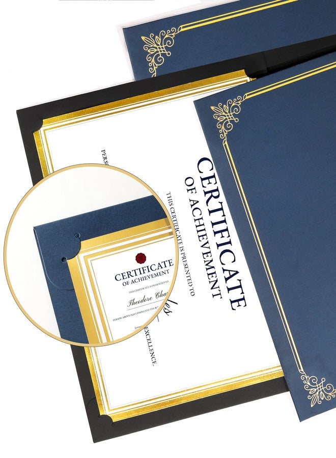 GNL 50 Packs Blue Certificate Holders - Diploma Holders, Certificate Covers with Gold Foil Border, for Letter Size 8.5 x 11 Award Certificate Paper and Documents - Image 4